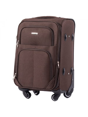 Мала тканинна валіза коричневого кольору на 4-х колесах | 6766763