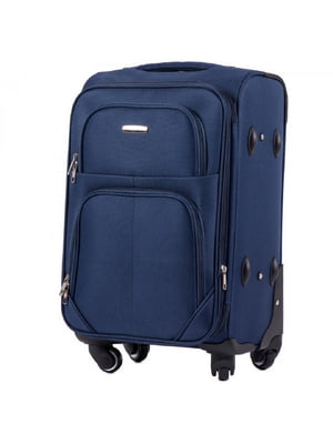 Мала тканинна валіза синього кольору на 4-х колесах | 6766764