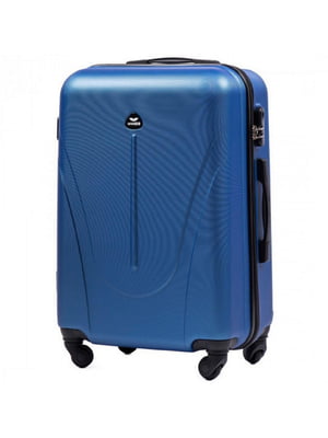 Середня синя дорожня пластикова валіза на 4-х колесах (62 л) | 6766813