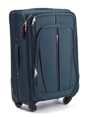 Велика тканинна валіза зеленого кольору на 4-х колесах | 6766815