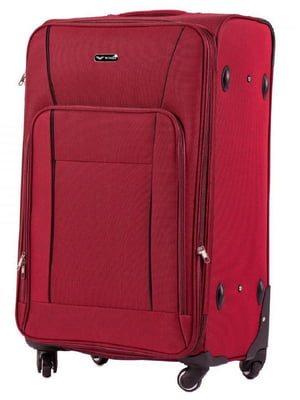 Велика тканинна валіза  бордового кольору на 4-х колесах | 6766932