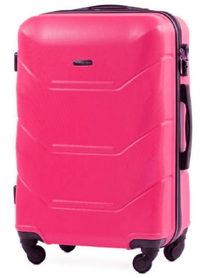 Середня рожева дорожня пластикова валіза на 4-х колесах (62 л) | 6766971