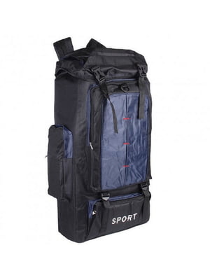 Рюкзак похідний Sports fashion 60х38х20 чорно-темно-синій | 6766978