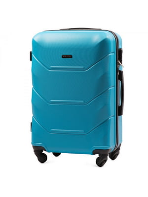 Середня блакитна дорожня пластикова валіза на 4-х колесах (62 л) | 6766987