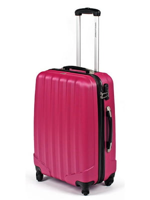 Велика пластикова валіза рожевого кольору | 6766999