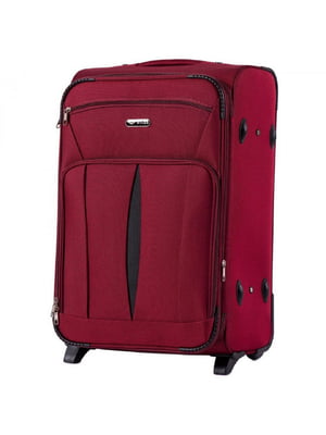 Тканинна валіза середнього розміру бордового кольору на 2-х колесах | 6767013