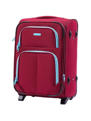 Мала тканинна валіза бордового кольору на 2-х колесах | 6767018