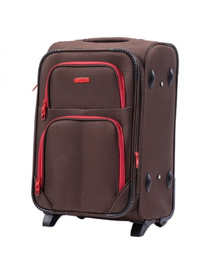 Мала тканинна валіза коричневого кольору на 2-х колесах | 6767019