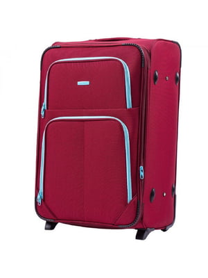 Велика тканинна валіза  бордового кольору на 2-х колесах | 6767025