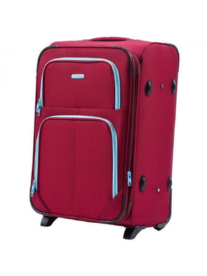 Тканинна валіза середнього розміру бордового кольору на 2-х колесах | 6767031