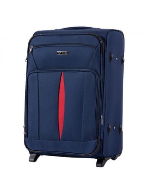 Тканинна валіза середнього розміру темно-синього кольору на 2-х колесах | 6767038