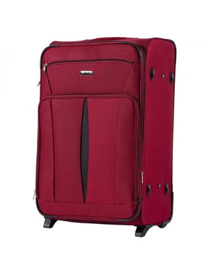 Велика тканинна валіза  бордового кольору на 2-х колесах | 6767046