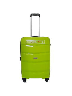 Середня пластикова валіза кольору лайм | 6767098