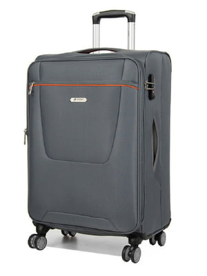 Середня текстильна валіза сірого кольору | 6767119
