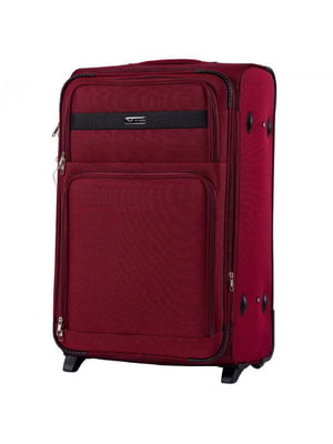Велика тканинна валіза  бордового кольору на 2-х колесах | 6767135