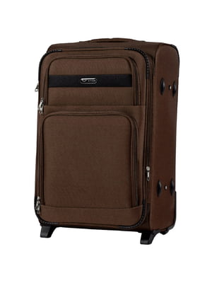 Тканинна валіза середнього розміру коричневого кольору на 2-х колесах | 6767137