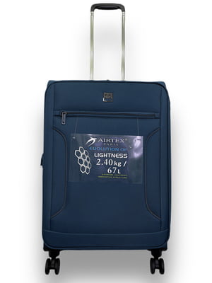 Середня текстильна валіза синього кольору | 6767183