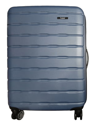 Середня пластикова валіза синього кольору | 6767201