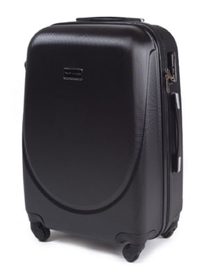 Пластикова валіза чорного кольору середнього розміру на 4-х колесах | 6767254