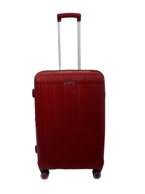 Середня пластикова валіза бордового кольору | 6767260