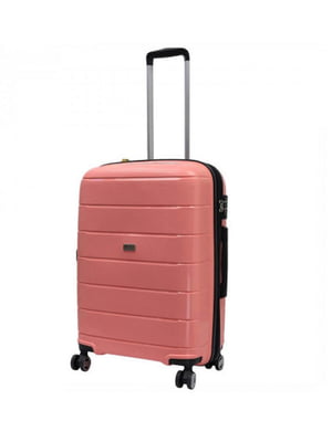 Середня пластикова валіза рожевого кольору | 6767265