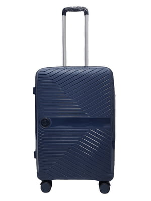 Середня пластикова валіза темно-синього кольору | 6767287