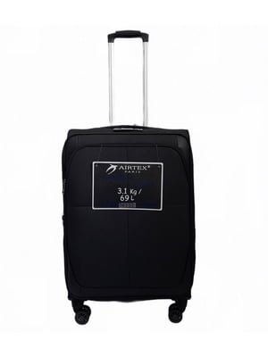 Середня текстильна валіза чорного кольору | 6767288