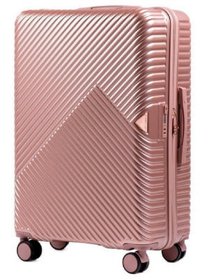 Велика золотисто-рожева дорожня пластикова валіза на 4-х колесах (88 л) | 6767308