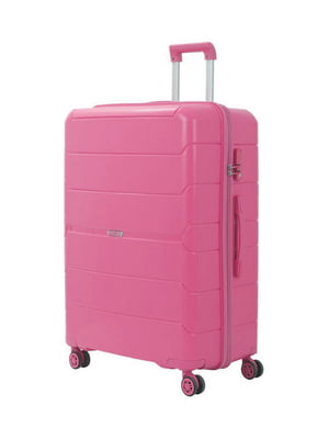 Велика пластикова валіза рожевого кольору на 4-х колесах | 6767352