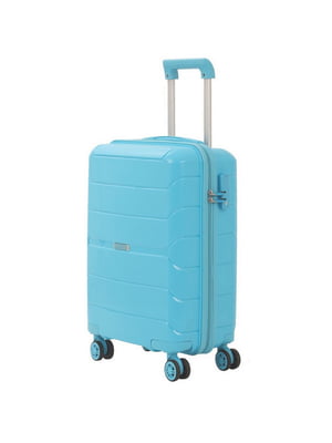 Маленька пластикова валіза блакитного кольору на 4-х колесах | 6767354