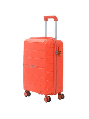 Маленька пластикова валіза помаранчевого кольору на 4-х колесах | 6767360