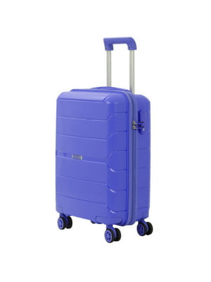 Синя пластикова валіза малого розміру на 4-х колесах | 6767361