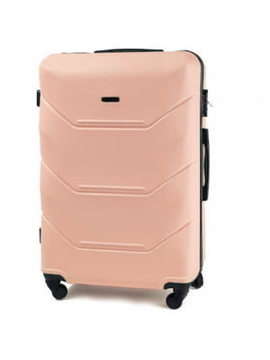 Середня світло-рожева дорожня пластикова валіза на 4-х колесах (62 л) | 6767400