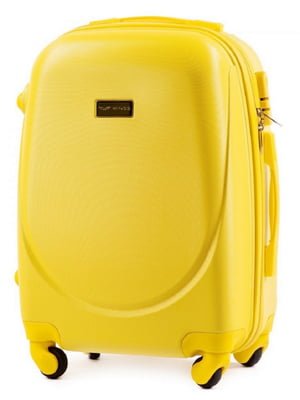 Маленька жовта дорожня пластикова валіза на 4-х колесах (45 л) | 6767405