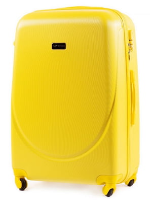 Середня жовта дорожня валіза на 4-х колесах з розширенням (62 л) | 6767409
