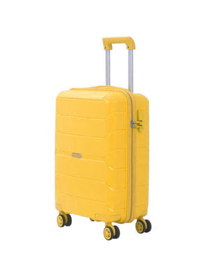 Маленька пластикова валіза жовтого кольору на 4-х колесах | 6767425