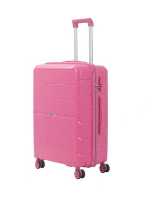 Пластикова валіза середнього розміру рожевого кольору на 4-х колесах | 6767433