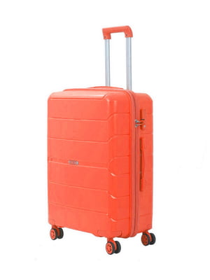 Пластикова валіза середнього розміру помаранчевого кольору на 4-х колесах | 6767434