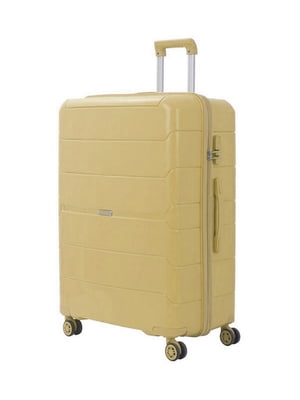  Велика пластикова валіза бежевого кольору на 4-х колесах | 6767484