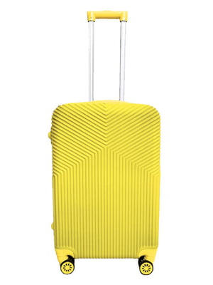Пластикова валіза середнього розміру жовтого кольору на 4-х колесах | 6767545