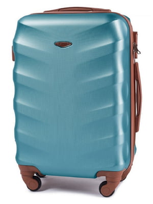 Маленька сріблясто-синя дорожня пластикова валіза на 4-х колесах (45 л) | 6767548