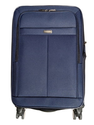 Тканинна валіза середнього розміру темно-синя на 4-х колесах | 6767552