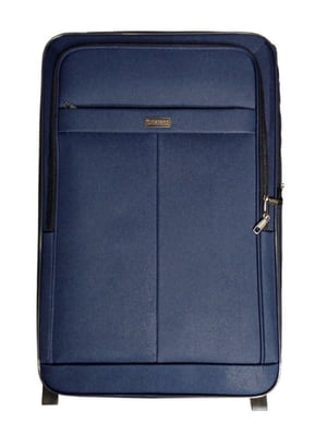 Велика тканинна валіза темно-синього кольору на 2-х колесах | 6767554