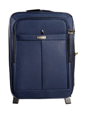 Мала тканинна валіза темно-синього кольору на 2-х колесах | 6767556
