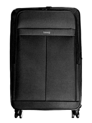 Велика тканинна валіза чорного кольору на 4-х колесах | 6767597