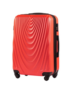 Середня помаранчева дорожня пластикова валіза на 4-х колесах з розширенням (62 л) | 6767634