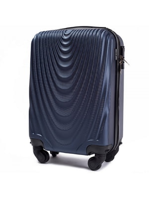Темно-синя дорожня пластикова валіза маленького розміру на 4-х колесах (28 л) | 6767653