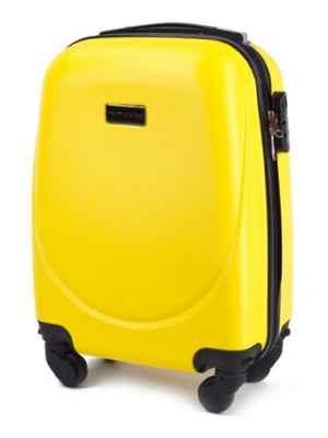 Мала пластикова валіза жовтого  кольору на 4-х колесах | 6767655