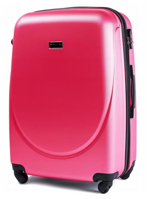 Велика рожева дорожня пластикова валіза на 4-х колесах (86 л) | 6767659