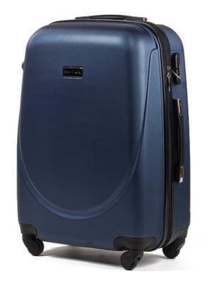 Велика пластикова валіза синього кольору на 4-х колесах | 6767664
